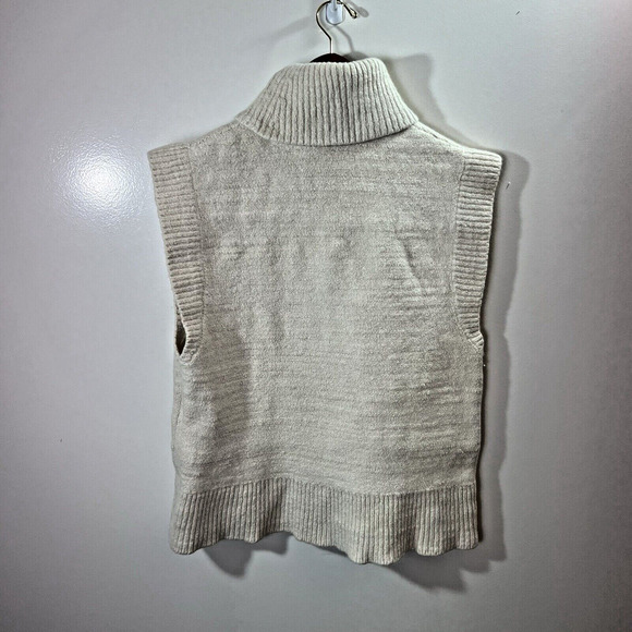 COS Womens Wool Blend Turtleneck Sleeveless Sweater Size M Cream Minimalist Cozy - Picture 2 of 6
